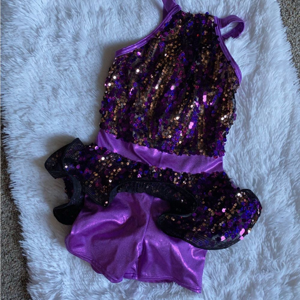 Weissman Purple Sequin Shorts Romper Dance Costume Size MC‎